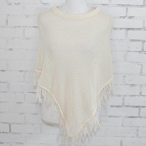 No Boundaries Cream Colored Open Knit Poncho